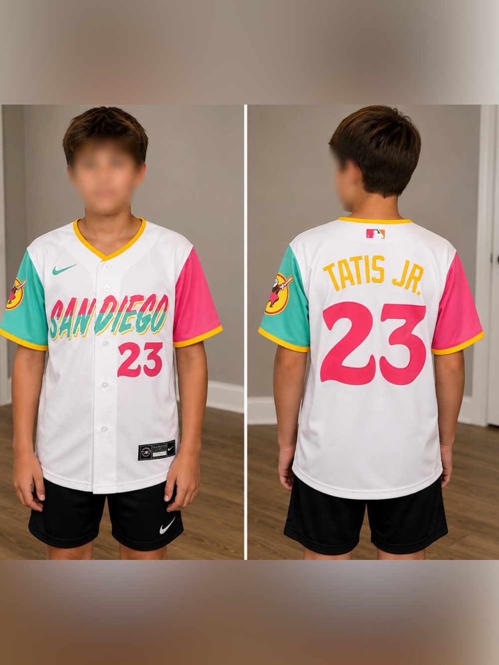 Fernando Tatis Jr #23 San Diego Kids Jersey - White, Pink, Youth Medium 10/12